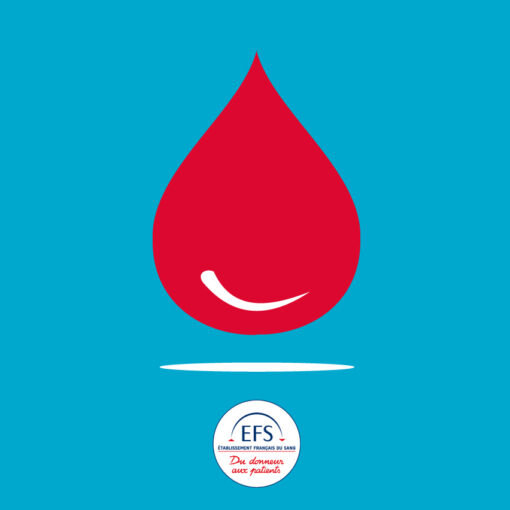 Goutte de sang symbolisant le don de sang et logo de l'EFS